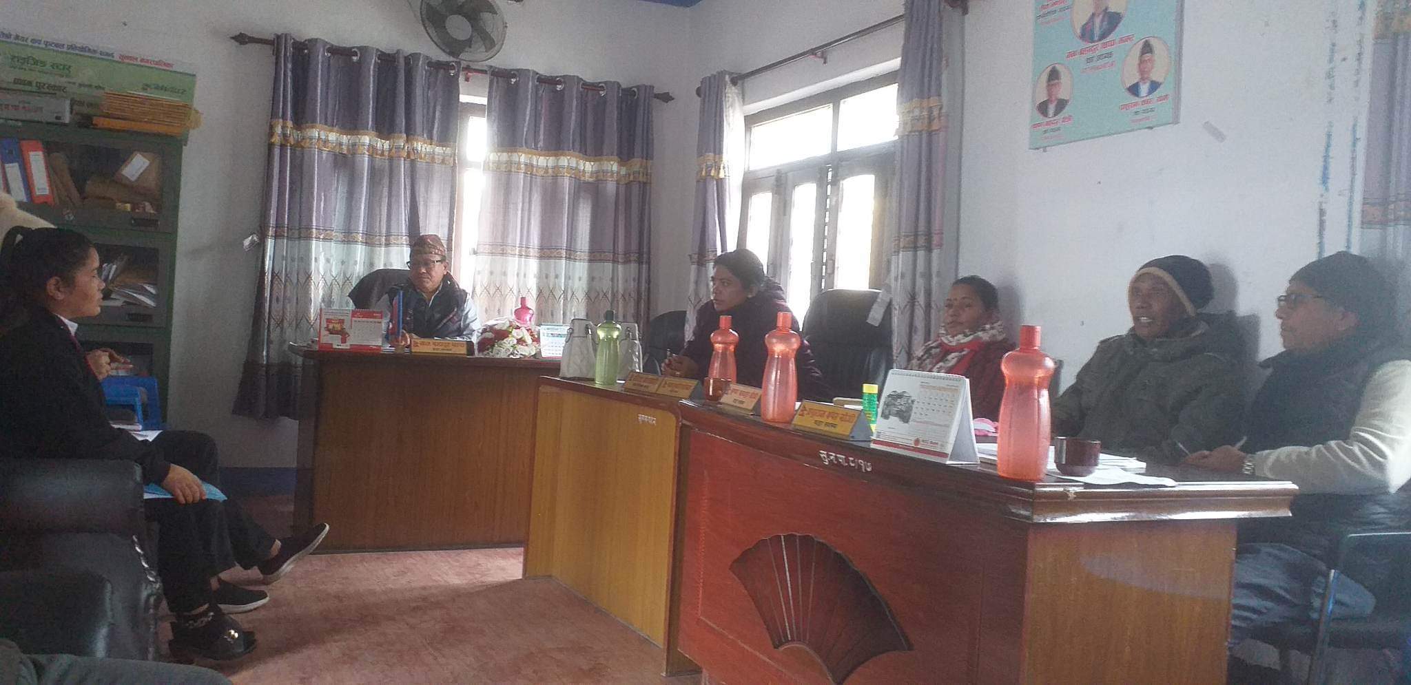 सुनवल नगरपालिका वडा नम्बर १ मा भु-उपयोग वर्गीकरण सम्बन्धी वडा समितिको बैठक सम्पन्न