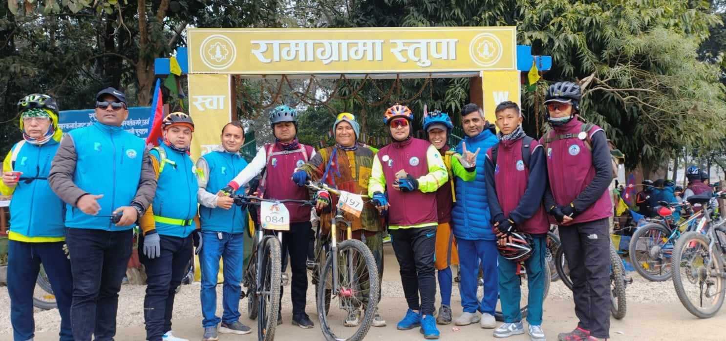 रामग्राममा ३ सय साइकल यात्रुकाे नगरप्रमुख यादवद्धारा स्वागत